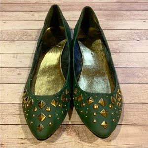 COCONUTS | Studded Hunter Green Flats